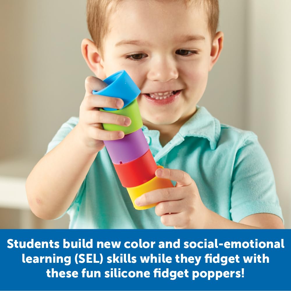 Learning Resources Emotion Fidget SEL Authentic Poppers, Rainbow, 24-Piece Set, LER5572,