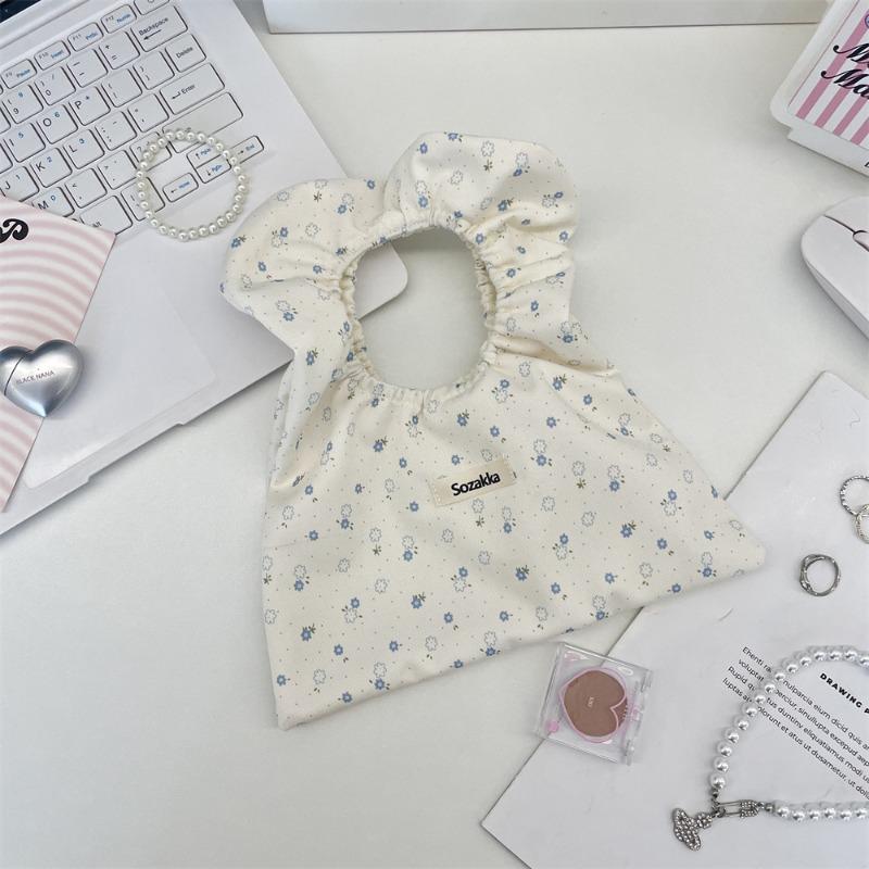 New Thin Cloth Bag Handbag Women's Broken Flower Canvas Bag Hand Carry Wrist Bag