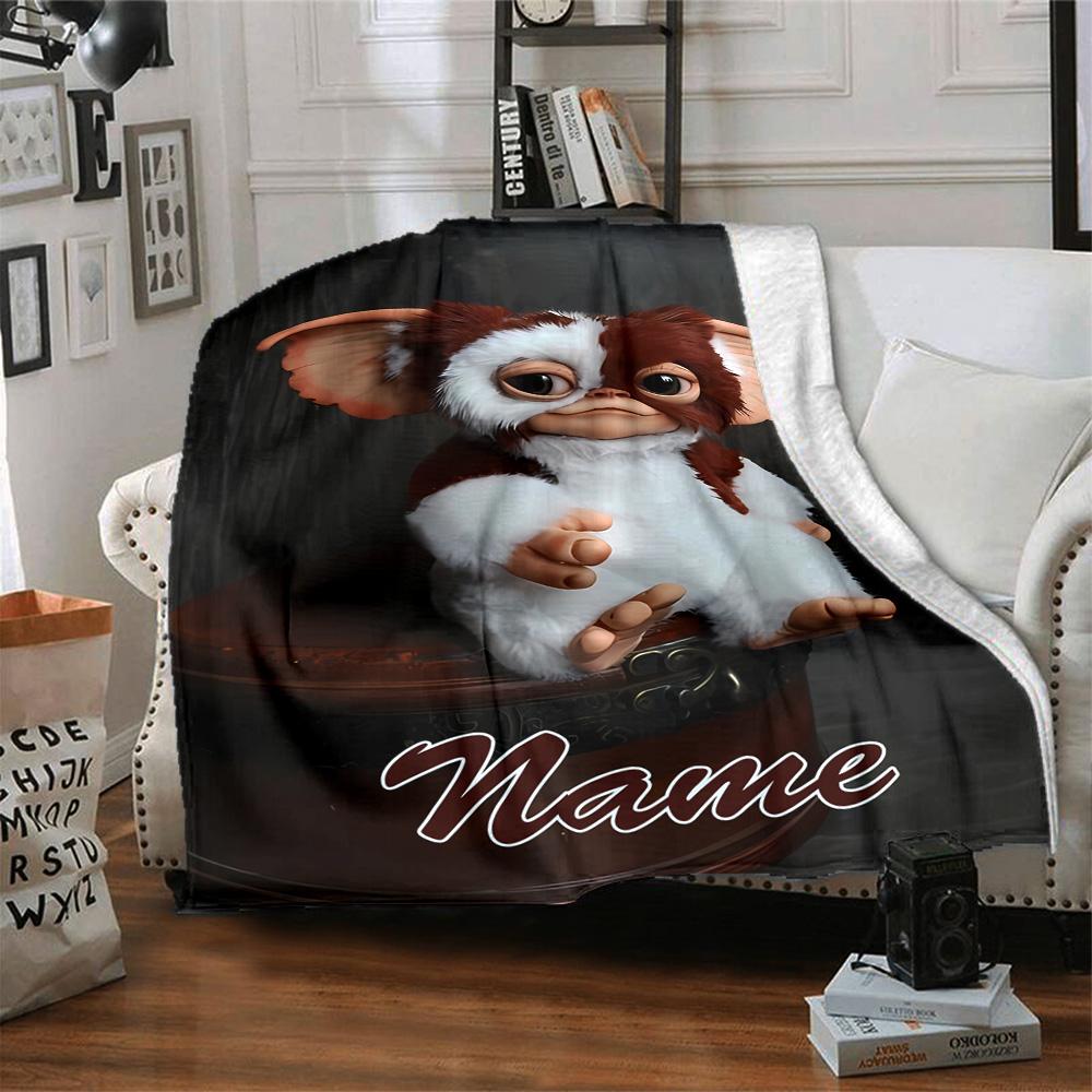 Customizable Gremlin1 Throw Blanket – Personalized Name, All-Season Cozy Snug Blanket, Machine Washable, Personalized Blanket