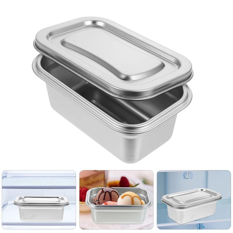 Ice Cream Box Stainless Steel Freezer Containers Reusable Sealed Storage Household Fridge Accessories Long Term Preservation