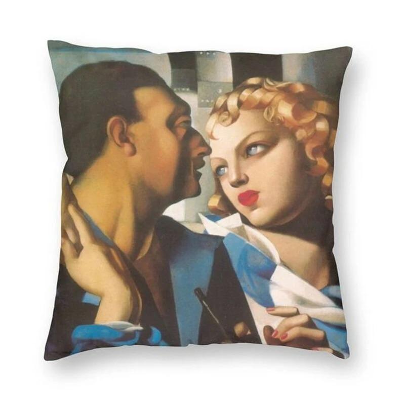Sexy weibliche Kunst Ölgemälde bedruckter Kissenbezug Heimdekoration Schlafzimmer Wohnzimmer Sofa Kissenbezug 45x45cm
