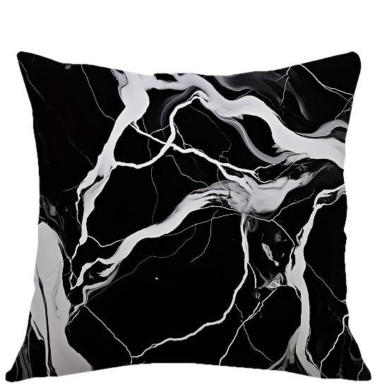 Black White Marble Pattern Printed Pillowcase Home Room Office Living Room Sofa Decor No Insert 18X18 Inch