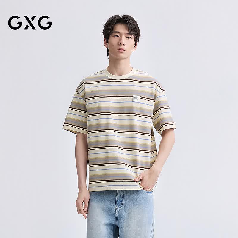 GXG Men s Striped Round Neck Short Sleeve Knit T-Shirt S