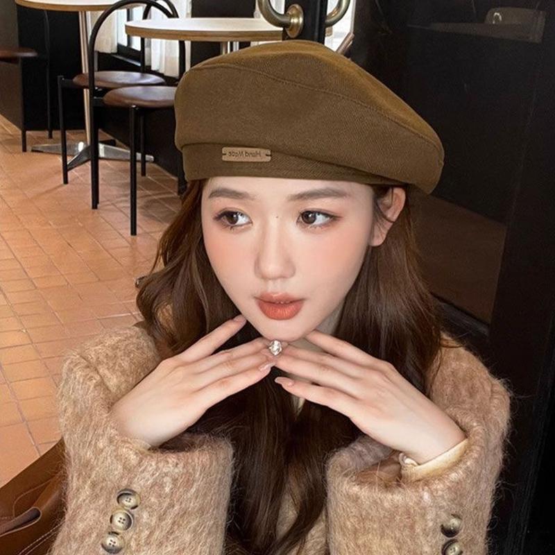 Beret Women Autumn And Winter Japanese Style Large Head Circumference Ins Network Celebrity Face Small Octagonal Painter Hat