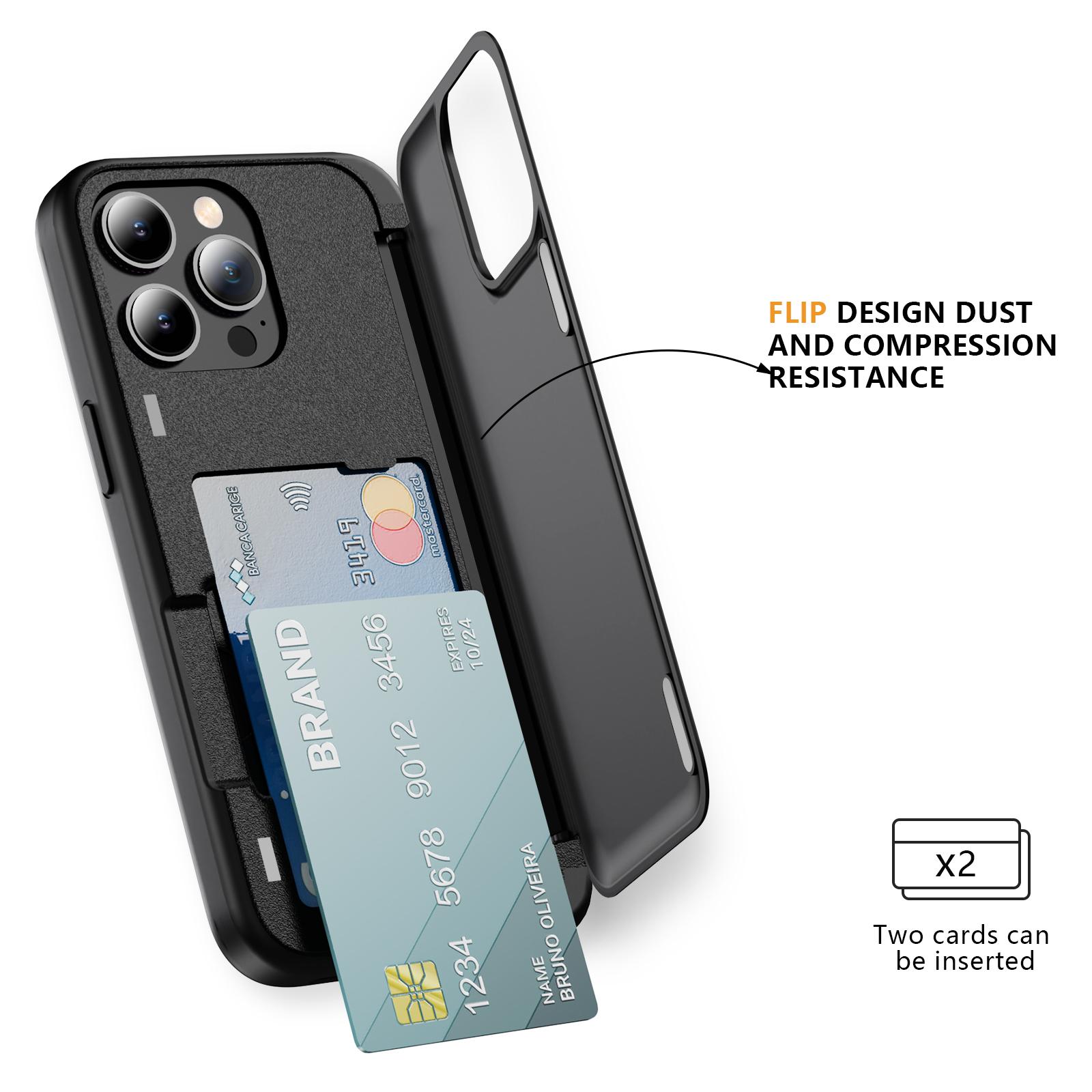 

For iPhone 12 Pro 6.1 inch/12 6.1 inch Cell Phone Case Flip Kickstand TPU+PC Cover Black