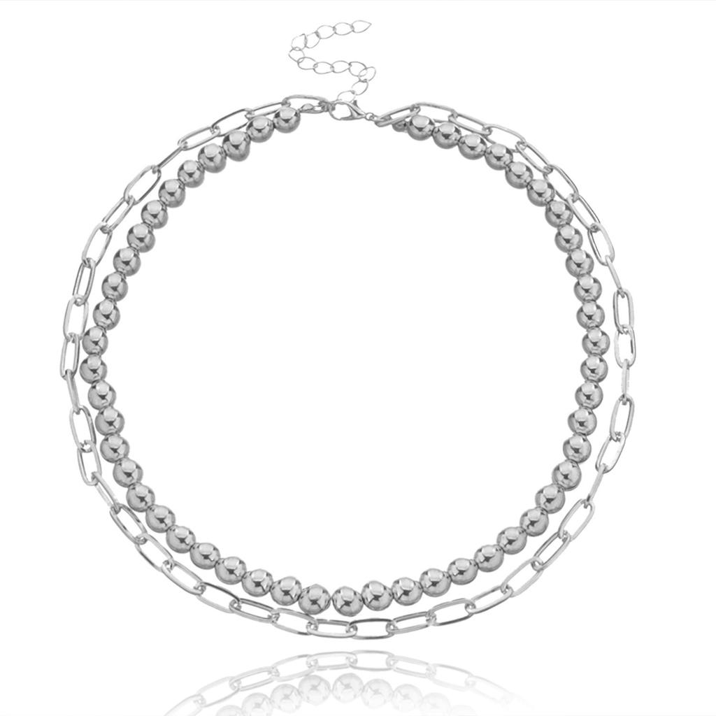 Personalisierter Scheiben-Liebesanhänger, mehrlagige Damen-Halskette Schlüsselbeinkette