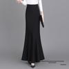 2025 Autumn/Winter Black Ankle-Length Drapey Slimming Bodycon Skirt