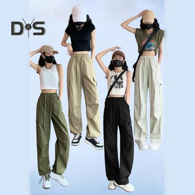 Women Pants Casual Elastic Waist Wide Leg Cargo Pants Comfortable Women Loose Trouser for Daily Wear