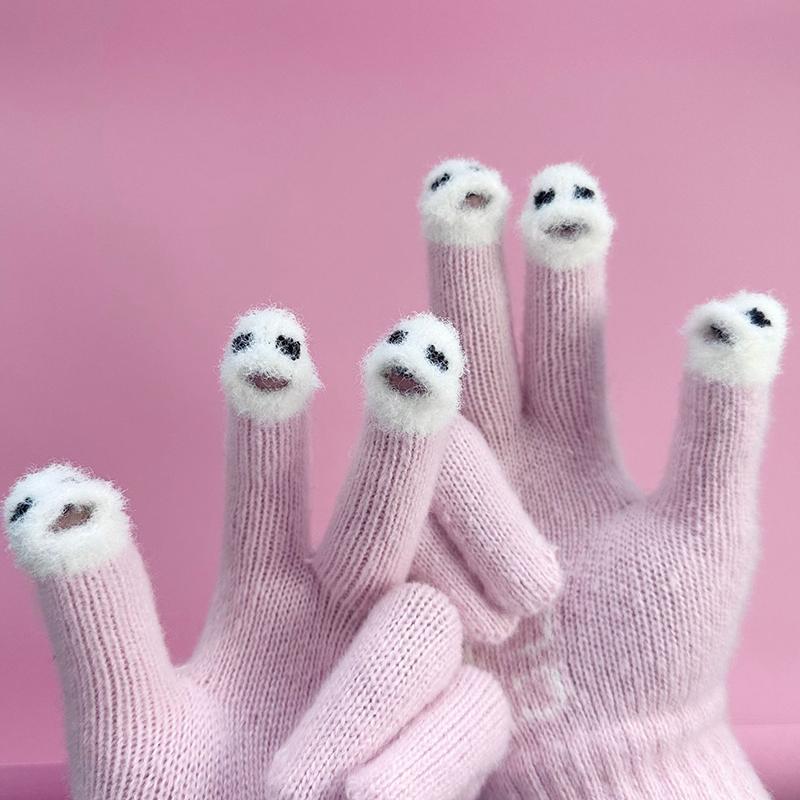 1 Par Anti Pilling Minimalista Inverno Escrita Acrílico Presente Quentes Luvas Estudante Touchscreen Luvas Moda Bonito