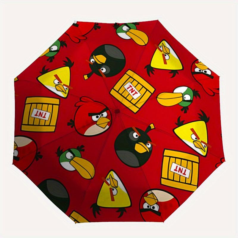 

1pc Angry Birds Pattern Automatic Open Umbrella - 8-Rib Compact Foldable Design, Durable Fabric for Casual & Fashion Use040