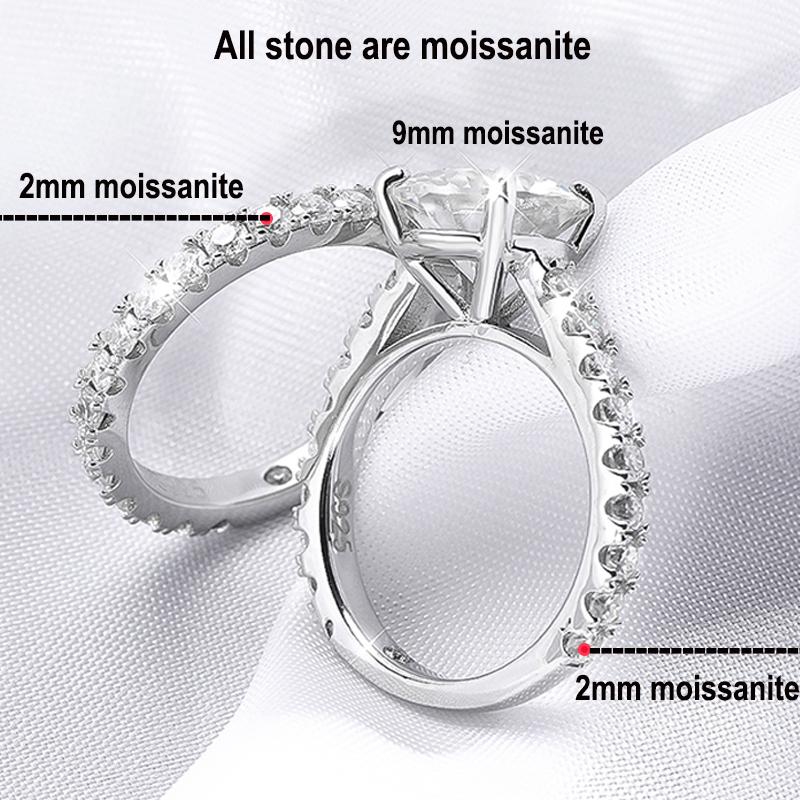 Smyoue 18k Plated 0.6-4.2CT All Moissanite Rings for Women Sparkly Luxury Wedding Diamond Band 100% 925 Silver Jewelry