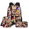 One Piece Lightweight 3PCS School Backpack Set with Front Pocket, Crossbody Bag and Pencil Case, Unisex for Boys Girls Age 6-10