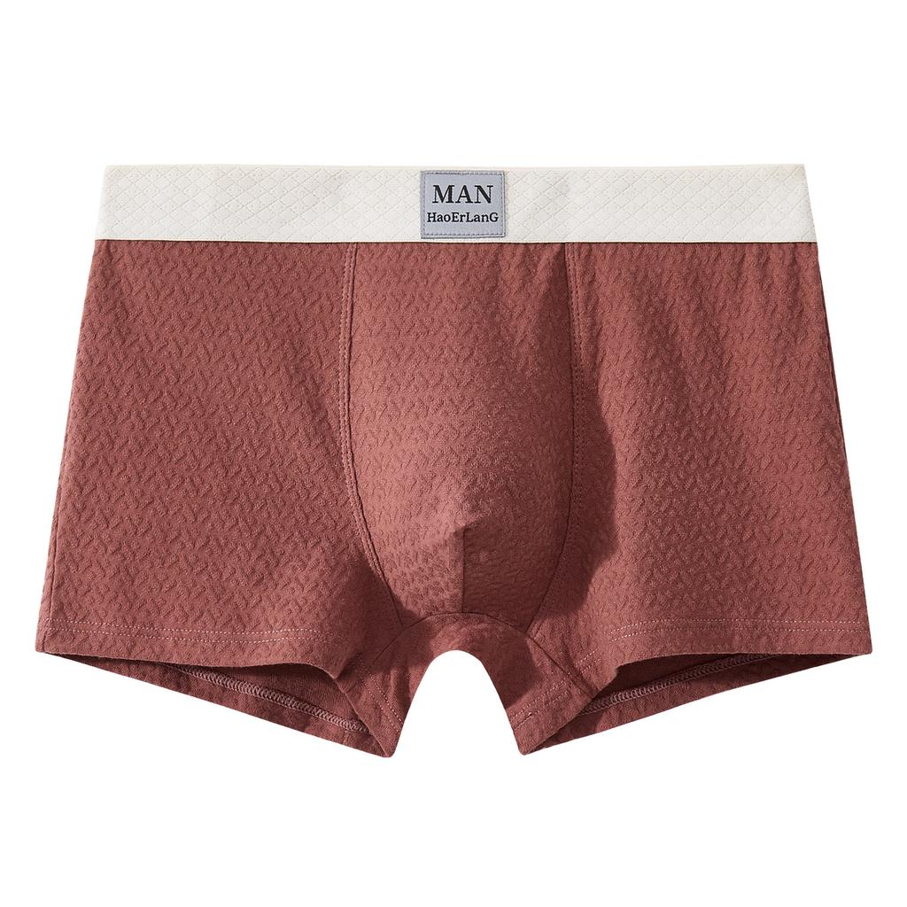 Men's Summer New Trend Simple Jacquard Cotton Breathable Comfortable Mid Waist Flat Angle Briefs