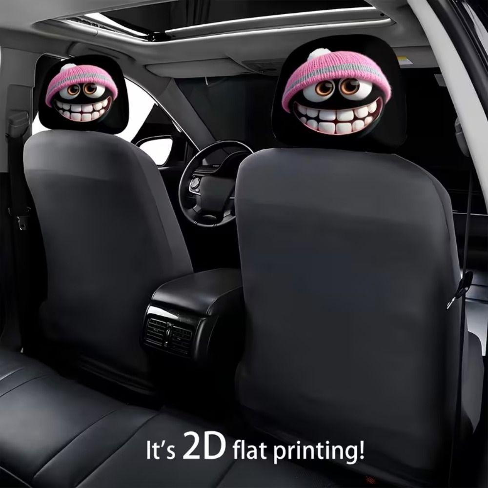 2PCS Cartoon Car Headrest Covers Exaggerated Car Seat Headcover Halloween Christmas Holiday