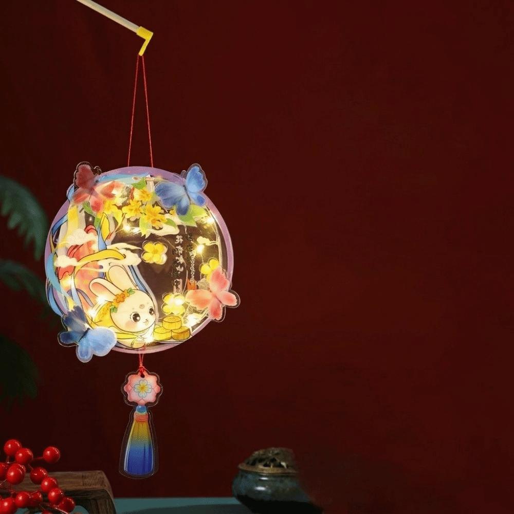 DIY Craft Kit Mid-Autumn Festival Lantern LED Glowing Cartoon Rabbit Lamp  Children