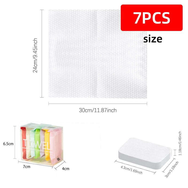 7pcs Compressed Towel Set Disposable Travel Face Towels for Outdoor Camping Hotel Individually  Wrapped  Soft Non  Irritating