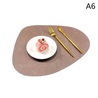 Napperon en Cuir PU Forme Goutte d'Eau Texture Cuir de Vachette Imitation Double Face Imperméable Protections de Table Pour Tapis de Table Élégant