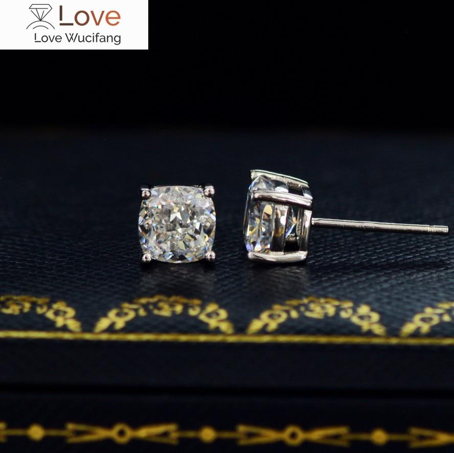 Wong Rain Classic 100 %925 Silber Gezüchteter Moissanit Edelstein Hochzeit Verlobung Ohrstecker Ohrringe Echtschmuck Großhandel