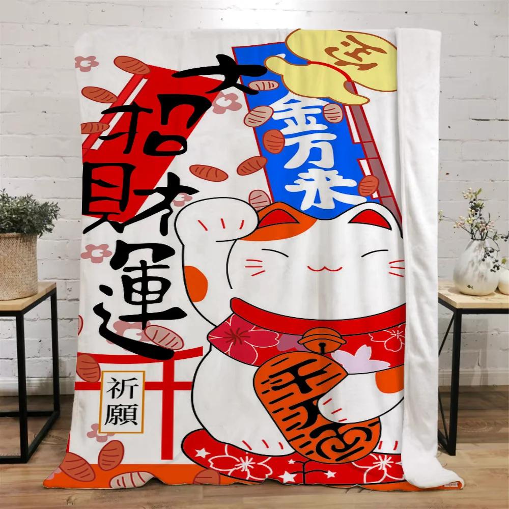 Lucky Cat Fluffy Soft Blankets & Throws Designer Throw Blanket Bed Knitted Plaid Interior for Home Luxury Bedding Beach Towel
