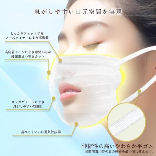 E Eirene Breathable Nonwoven Masks, Regular Size, White, Large Capacity, 3-Layer Filter, 65 Masks Per Box, 10 Boxes, Easy To Breathe, Disposable, 99%