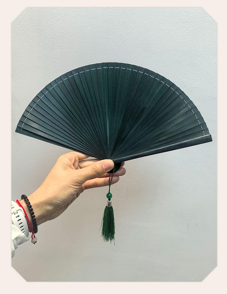Mini Retro Bamboo Folding Fan - Chinese National Style Qipao Design