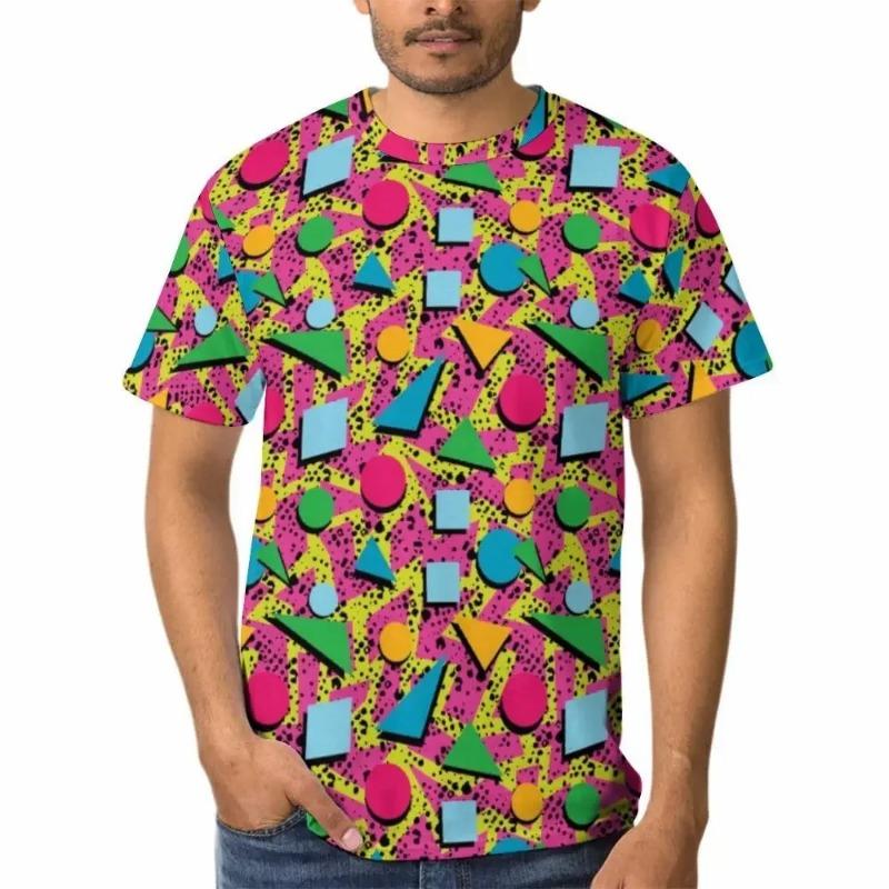 

Men s Short Sleeve T-Shirts Hip Hop 3D Printed Neon Disco Party Costume Oversized Harajuku Top 5XL