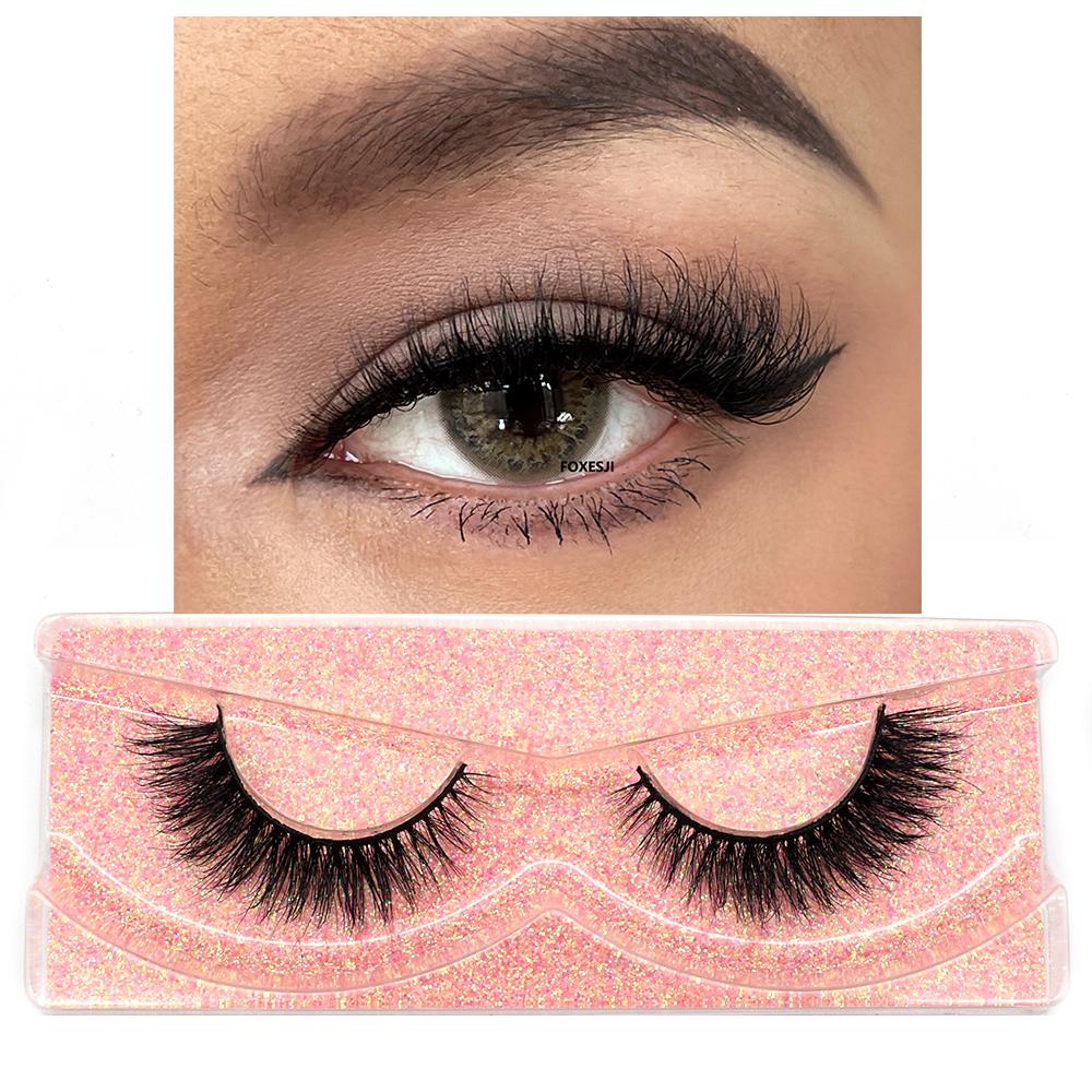 FOXESJI 3D Mink False Eyelashes Fluffy High Volume Eye Lashes Natural Wispy Full Strip Mink Eyelash Extension Bulk Lash Makeup