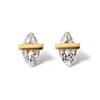 [Naot Jewelry] Nickel-free, Hypoallergenic Cubic Zirconia Earrings for Women, Small, Marquise Shape, 18K Gold Plated, with Gift Box.