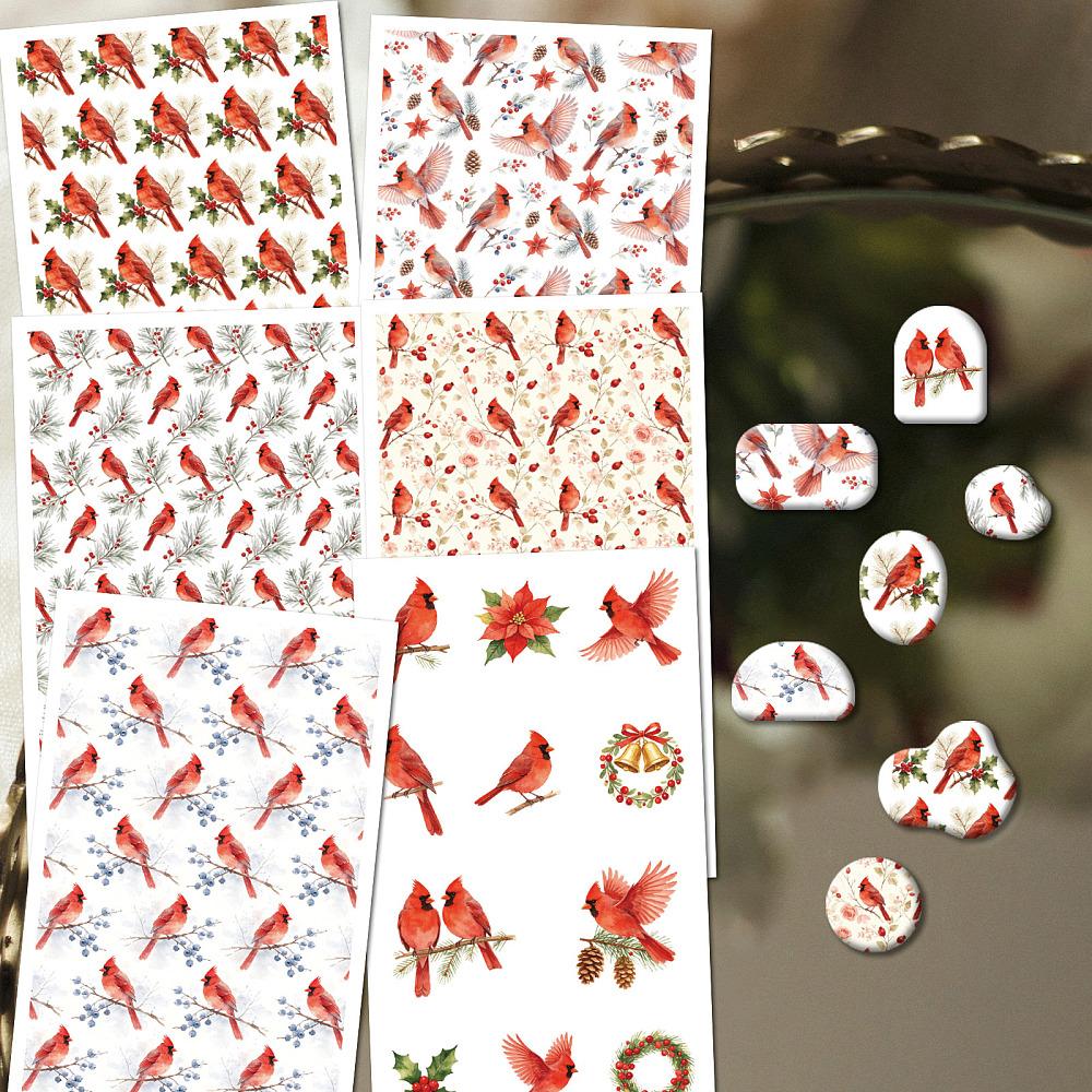 24 Sheets 6 Styles Ceramics Clay Water Transfer Paper Underglaze Transfer Decals for DIY Earrings Pendants Hair Clip Bird 12x7cm 4 sheets/style