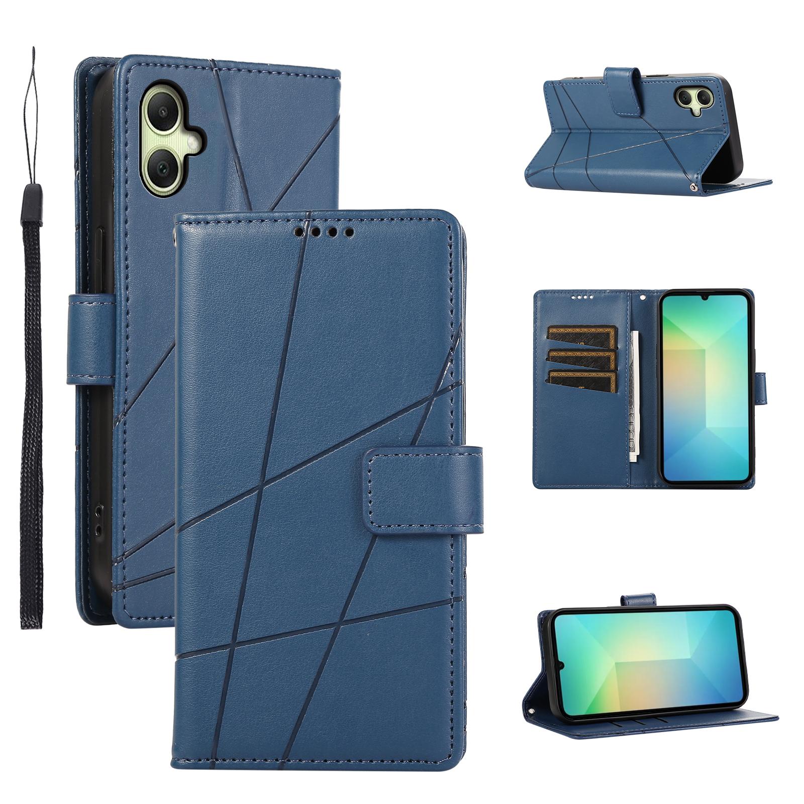 

For Samsung Galaxy A07 5G/A07 4G Phone Case Line Imprint Leather Wallet Cover with Wrist Strap
