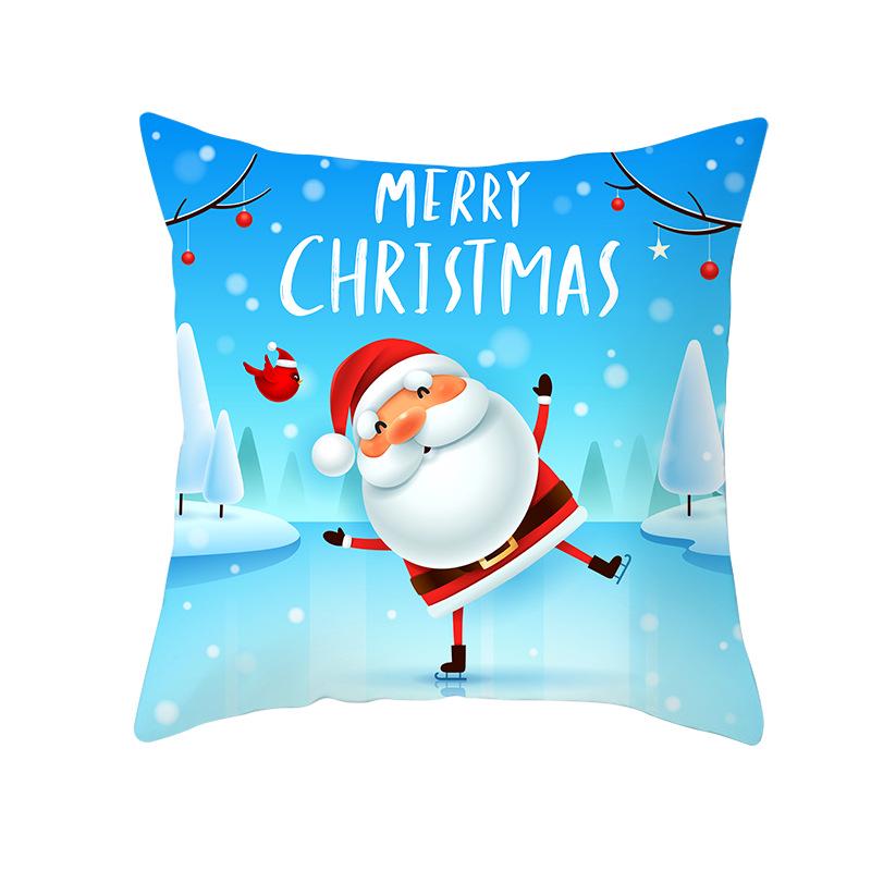 Weihnachtsmann Schneemann Elch Kissenbezug Festlich Zuhause Sofa Kissen Kissenbezug