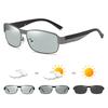 Classic Rectangle Photochromic Sunglasses Men Luxury Metal Polarized Sun Glasses Male Fashion Outdoor Chameleon Driving Shades