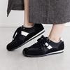 HIMIKO Flat Suede Combination Sneakers, Black, 657302, Comfortable Cushioned, 1.5cm Heel, Lace-Up, Black, Size 255