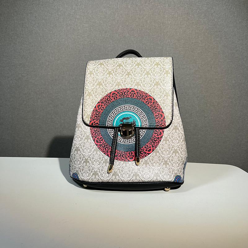 Vintage Bohemian Print Women's Backpack - Comfortable Wide Strap Ethnic Style Travel Bag Casual Daypack