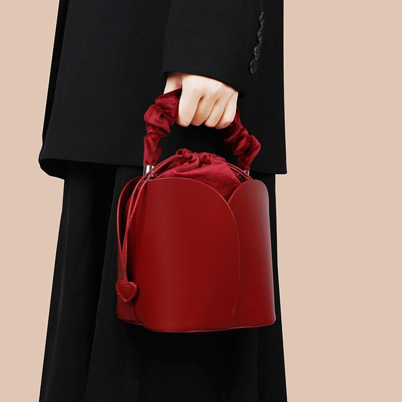 

Женская красная свадебная элегантная сумка-ведро с цветами Burgundy