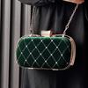 Women's Quilted Handbag Black Velvet Evening Party Bag Vintage Luxury Designer Diamond Clutch Crossbody Shoulder Wallet for Lady