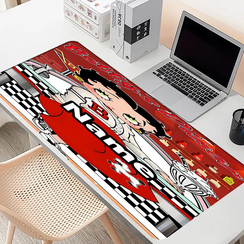 Custom Name Personalized Betty Boop Pattern Mousepad, Laptop PC Desk Mat, Decorative Desk Mat for Home Keyboard Pad Gift