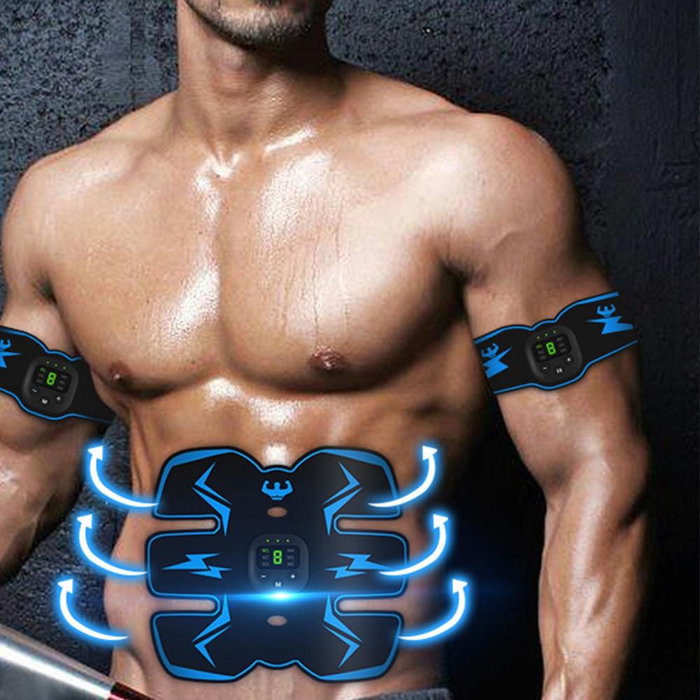 Digital display Charging Abdominal Sticking Shaping Muscle Trainer Instrument Running Sports Equipmentblue