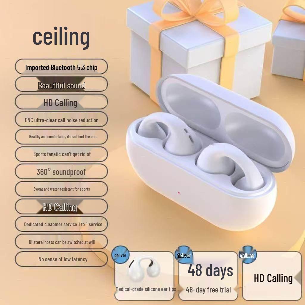 Bone Conduction Clip-on Bluetooth Headphones 25, 2025 Model, Binaural, Clear Sound, Long Standby