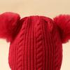 Children's Knitted Woolen Beanie Hat with Scarf Cover and Pom-Poms for Ages 1-6