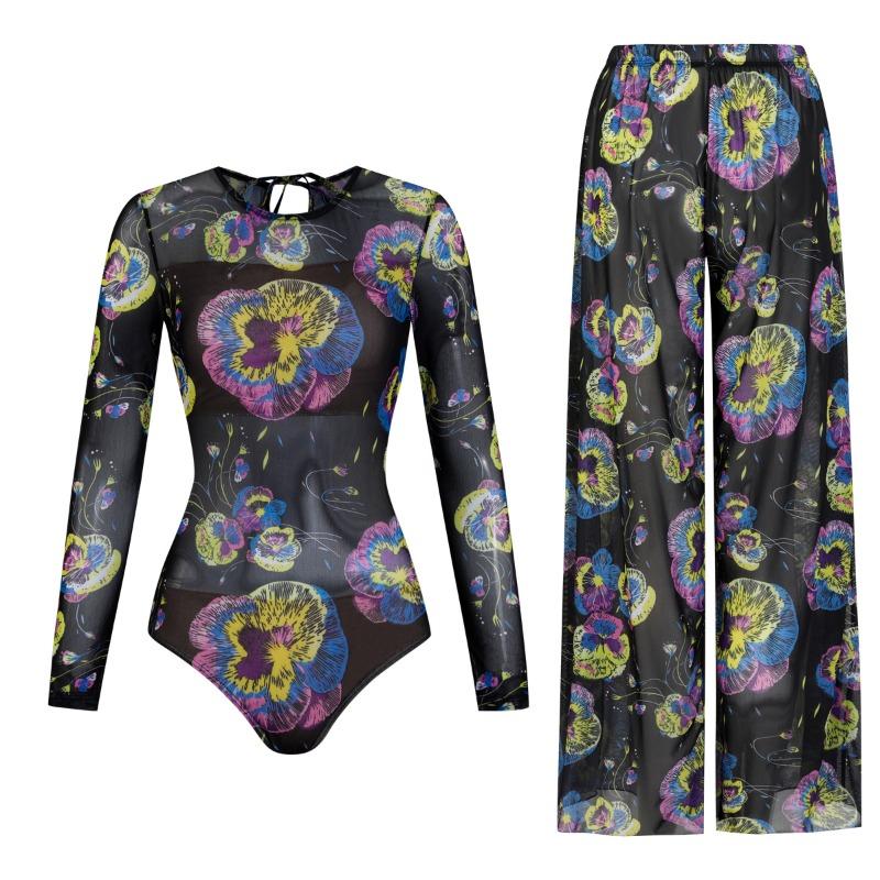 Costume da Bagno Solare Donna Alta Elasticità Ispessito Rete Pantaloni Larghi Costumi da Bagno Europei e Americani Fitness Intero