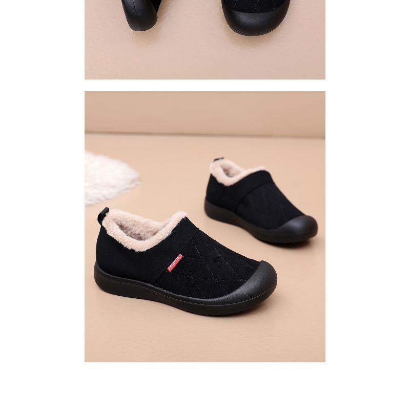 Bottes de neige d'hiver à enfiler pour femmes, chaussures décontractées confortables doublées de fausse fourrure en daim, bottines chaudes à enfiler avec semelles intérieures à mémoire de forme pour femmes