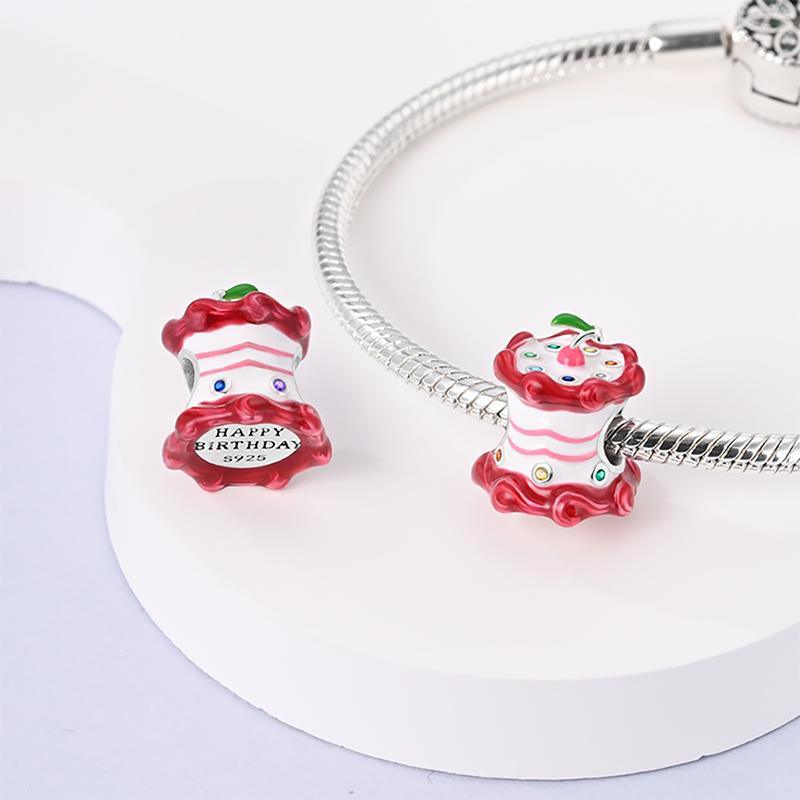 925 Silver Fruit Series Charms Strawberry Cherry Avocado Lemon Beads Fit DIY Bracelet Women Jewelry Girl