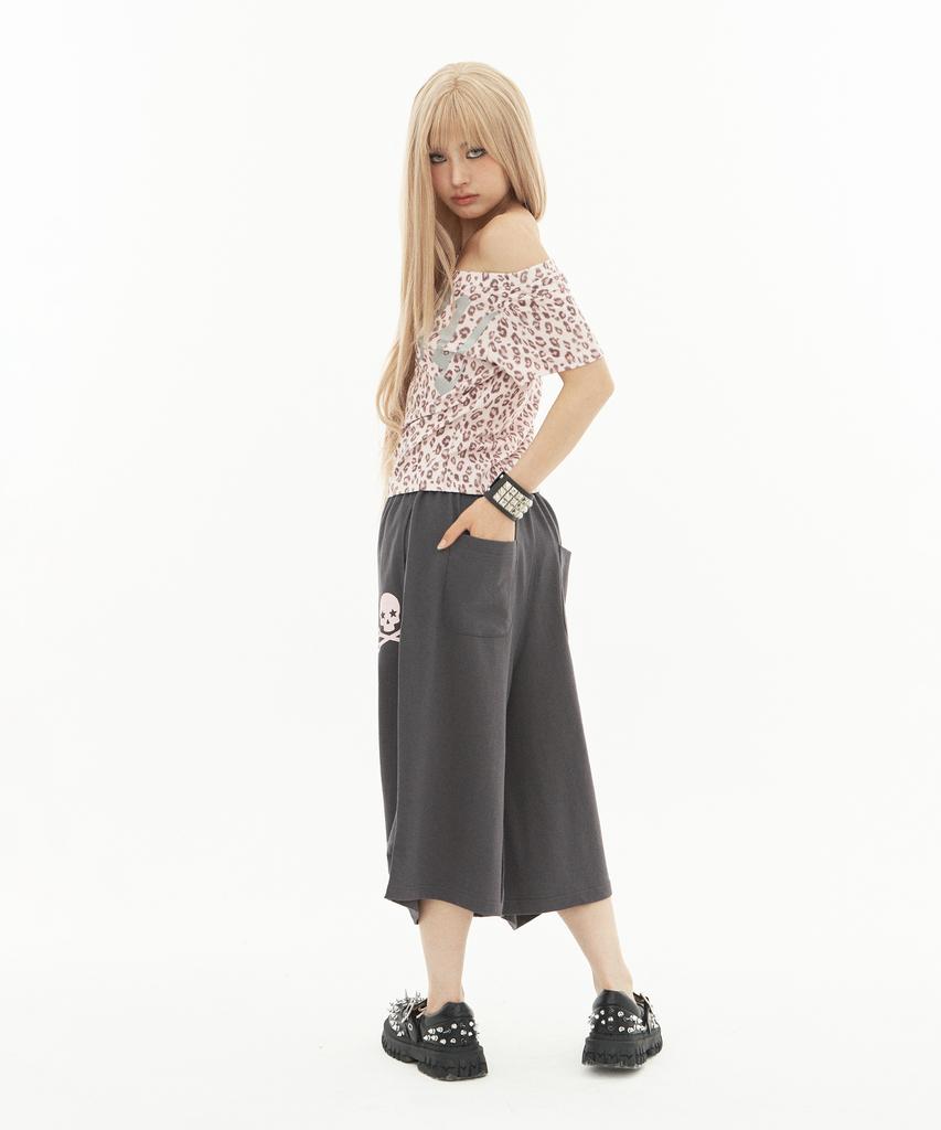SETUP-EXE Baby Wide Neck Top / Leopard Pink