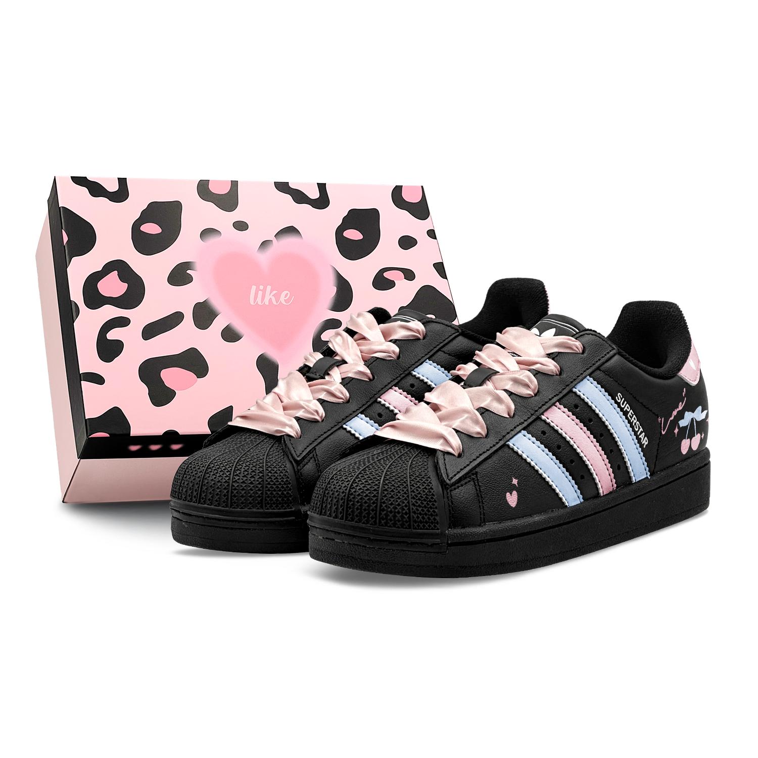 

Adidas Originals Superstar 2 Romantic Favor, Couple s, Cherry Heart, Soft Sweet Style, Girlish Feel, Vintage Casual JH9977(Team1655-S-BOX) 40