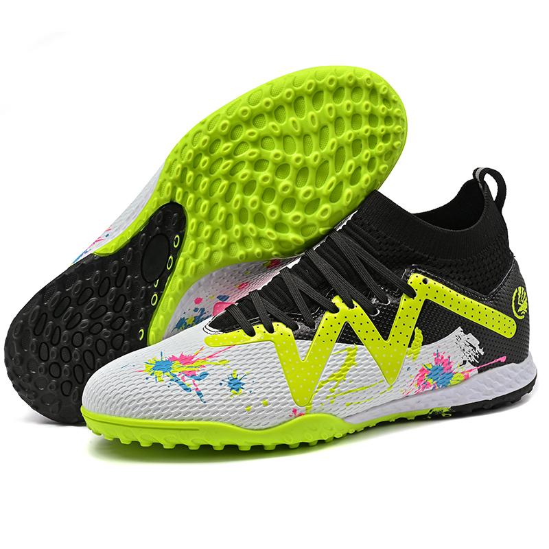 34-45unisex Football Shoes High-top Elastic Sock Mouth Rubber Soft Bottom TF Football Shoes Children Training Football Boots