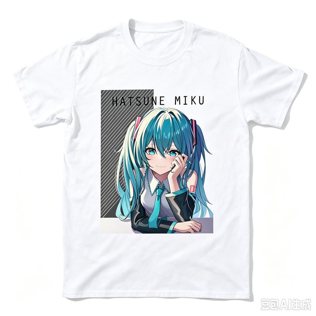 2026 New Japanese Hatsune Miku Anime Printed Cotton Retro Distressed Short‑Sleeved T‑Shirt Vintage For Adults And Kids