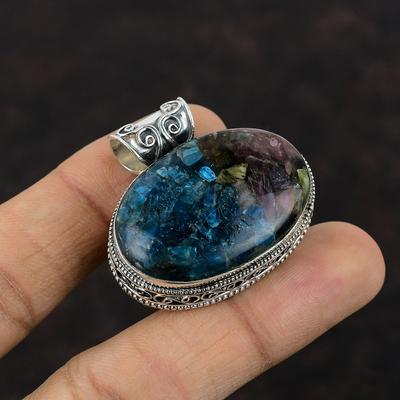 Ciondolo tormalina anguria in rame Gioielli fatti a mano Ciondolo in argento sterling 925 Ciondolo vintage Gioielli in pietra preziosa di alta qualità Regalo per la mamma
