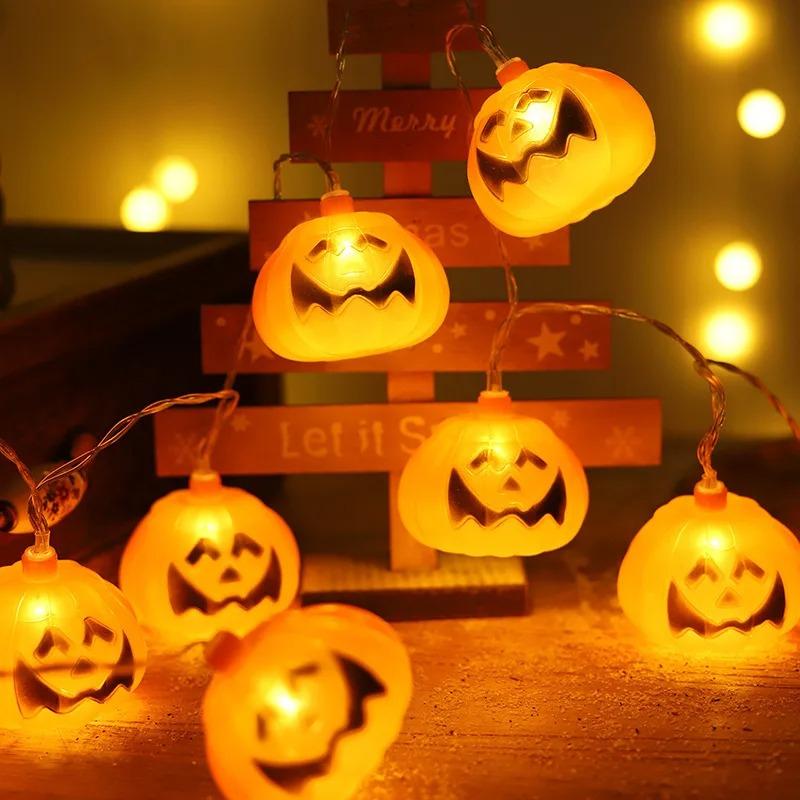 1pc 10/20 LED 3D Pumpkin String Light Halloween Atmosphere Decorative Lamp Battery Powered For Home Bedroom Party Festival Decor
