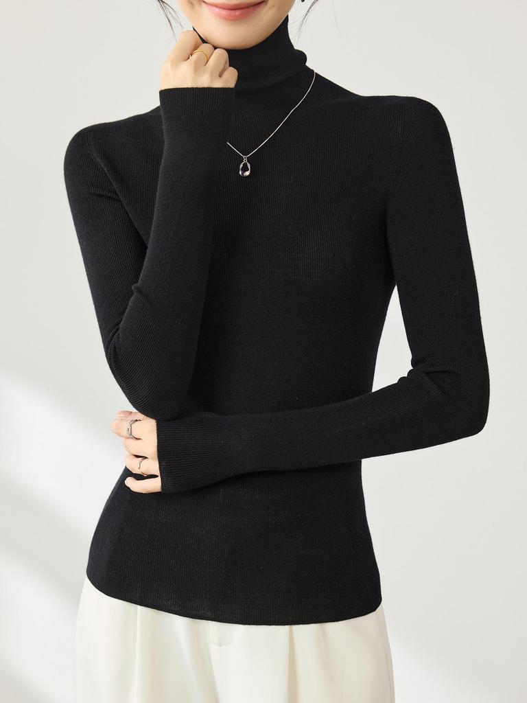 Yangzi Seamless High Neck 100% Fine Wool Slim Fit Women's Sweater